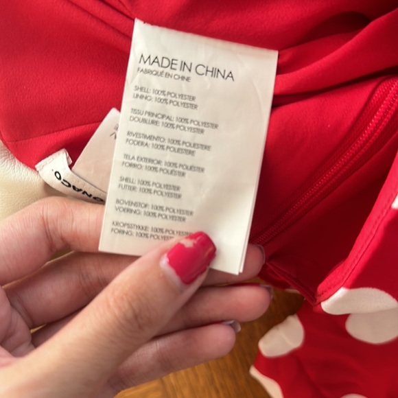 Summery red polka dot strapless top with tie - Picture 3 of 3